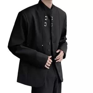 남친 캐주얼 정장 자켓 봄가을 개량 패딩 어깨 메탈 버클 상의 칼라 DUCHI1