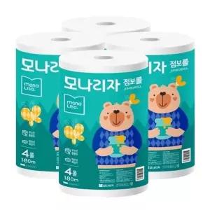 모나리자 녹스 점보롤 화장지 2겹 180m 4롤 4팩 (WA06226)