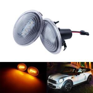 ANGRONG 2X 클리어 렌즈 LED 측면 표시기 리피터 라이트 앰버 미니 소형 쿠퍼 R56 Clubman R55