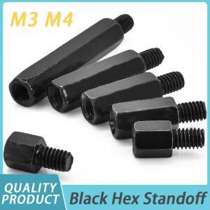 10-30pcs 검정색 육각 스탠드 오프 M3 M4 마더 보드 PCB 스페이서 기둥 스터드 스틸 절연 연결 지원 컬럼