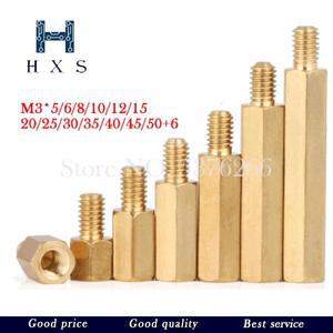 10Pcs M3 x5-50 6mm 육각 머리 황동 간격 나사 스레드 기둥 PCB 컴퓨터 마더 보드 스탠드 오프 스페이서