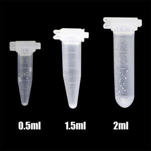 100Pcs 0.5ml1.5ml2ml 마이크로 원심 분리기 튜브 캡  유리 병   투명 플라스틱 실험실 악기