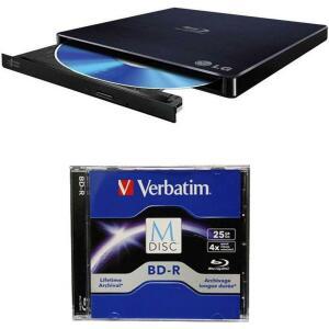 25GB 버바팀 M-디스크 BD-R 및 사이버링크 버닝 소프트웨어가 포함된 소매 상자 번들의 LG 6X WP50NB40 외장 휴대용 블루레이 버너