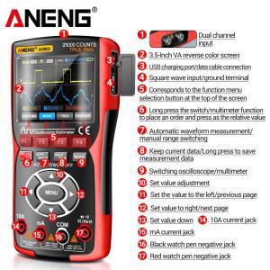 ANENG AOS03 디지털 오실로스코프 멀티미터 10MHz/50MHz 파형 출력 48/280MSa 샘플링 속도 멀티미터