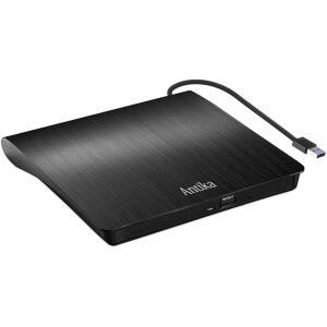 Antika 외장 CD 드라이브 USB 3.0 휴대용 슬림 DVD + /-RW ROM 버너 작성자 / Pro 노트북 데스크톱용 플레이어 승리 11 /10 /7 /8.1 (블랙)