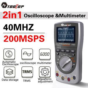 TOOLTOP 디지털 오실로스코프 멀티미터, 파형 저장 지원, 200Msps 샘플링 속도, 40MHZ 아날로그 대역폭, 2-