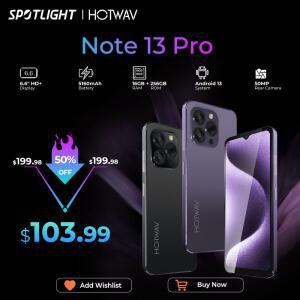 [월드 프리미어] HOTWAV Note 13 Pro 스마트폰 6.6인치 HD+ 안드로이드 13 16GB+256GB 옥타코어 휴대폰 50M