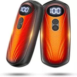 Funaudio 핸드 워머 충전식 2팩 - LED 디스플레이가 장착된 6000mAh 전기 AI 5레벨 2 in 1 휴대용 히터