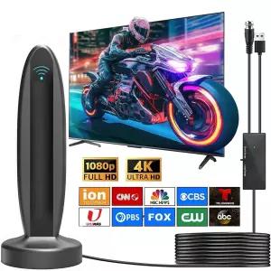 tv안테나 수신기 초박형 TV 안테나 실내외 겸용 900 마일 장거리 4K/8K HD 디지털 시골 교외 지역을 위한