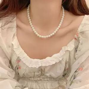 패션 목걸이 7미리 캐주얼 목걸이 고급스러운 단아한 진주 장신구 겨울 레이어드