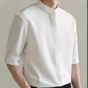 좋은 남자 깔끔한 여름 헨리넥 차이나카라 루즈핏 찰랑 5부 WFODQEY