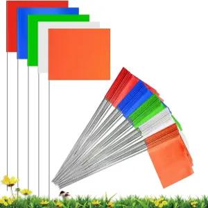 IKAYAS 50 팩 4*5 인치 PVC 작은 마당 깃발 5 가지 색상 모든 용도 올 시즌 잔디 관개 정원 가꾸기 사냥