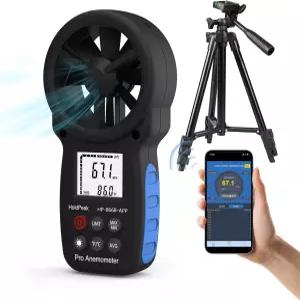HoldPeak 휴대용 풍속계 블루투스 삼각대 디지털 HVAC 야외 요트 사격 골프용 기류 속도 온도 CFM 측정