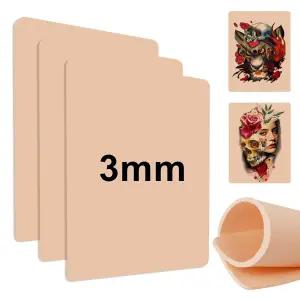 Jconly 프리미엄 가짜 피부 문신 3MM - 양면 두꺼운 연습 8x6 인치 부드러운 실리콘 흰색 3 개 제거 발수제