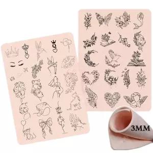 양면 3MM 두꺼운 타투 연습용 스킨 실리콘 사전 인쇄 미세 라인 작은 PMU 라텍스 3MM-핑크 패드-01-1pc