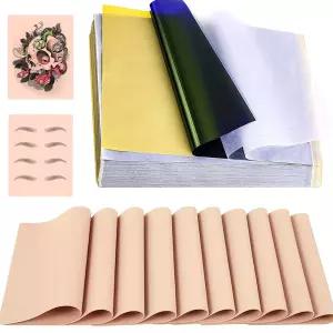 유롱 40PCS 타투 연습 스킨 전사 용지 키트 포함 양면 블랭크 가짜 및 스텐실 페이퍼 마이크로블레이드