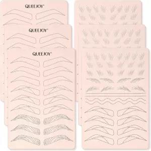 큐조이 3PCS 마이크로블레이드 연습 스킨 미리 인쇄된 헤어스트릭 나노 눈썹용 양면 라텍스 매핑용 재사용