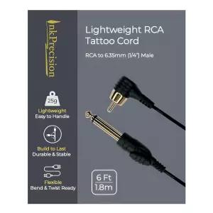 잉크프리시전 경량 RCA 타투 클립 코드 - 90도 6.35mm 1/4인치 전문 회전식 기관총 커넥터 케이블 PMU 펜