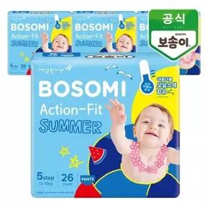 [깨끗한나라]보솜이 액션핏 썸머 팬티 특대형 26개입x4팩_