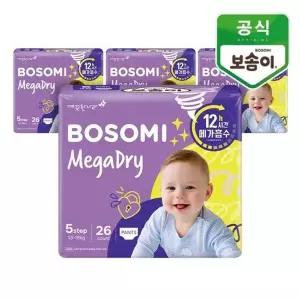 [깨끗한나라]보솜이 메가드라이 팬티 특대형 26개입x4팩_