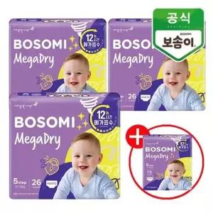 [깨끗한나라]보솜이 메가드라이 팬티 특대형 26개입x3팩+메가드라이 팬티 특대...