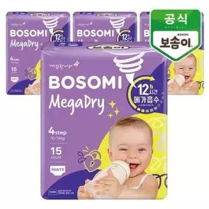 [깨끗한나라]보솜이 메가드라이 팬티 대형 15개입x4팩_