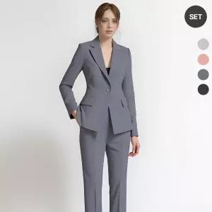 SET 여성 덴저 여름 원버튼 정장 자켓+팬츠 세트
