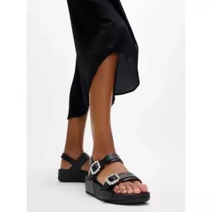[FITFLOP] [ONLINE EXCLUSIVE]여성 루루 크리스탈 버클 레더 백스트랩 샌들 올 블랙 (FT64K2S315)