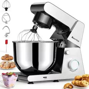 Kourice 6.5QT 틸트 헤드 스탠드 믹서 헤비 듀티 프로 10단 전기 스테인리스 스틸 클래딩 볼(도우 후크