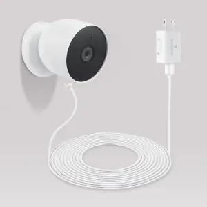 Wasserstein 26피트 포고 핀 케이블 및 어댑터 5.2V/2A Google Nest Cam 실외 또는 실내 배터리와 호환되는
