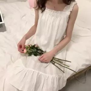여성 여름 파자마 순면 나시 프릴 원피스 잠옷 홈웨어