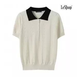 르샵 정상가 59000원ㅣ케이블 카라 배색 반버튼 반팔 니트 DQ2KT005A 1291329
