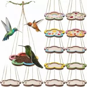 6세 이상 를 위한 더블필 12개 두꺼운 나무 새 모이통 공예 키트 2cm 두께의 매달린 부활절 DIY 페인팅을