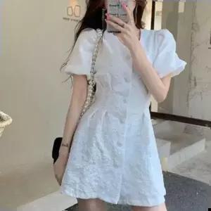 짧은원피스 데일리 여성 원피스 플레어 브이넥 호캉스 여름