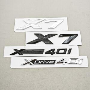 3D ABS 크롬 블랙 자동차 레터 로고 X7 XDrive 40i 리어 트렁크 배지 사이드 도어 엠블럼 BMW G07 스티커