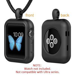 애플 워치 목걸이 펜던트 실리콘 케이스 커버 교체용 iWatch 펜던트 시리즈 9 8 7 6 5 4 3 2 SE2 SE3, 38 40 41mm, 블랙