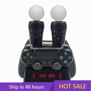 [호환품]Playstation PS4 PSVR VR 용 4 in 1 컨트롤러 충전 도킹 스테이션 스탠드 MOVE 쿼드 이동