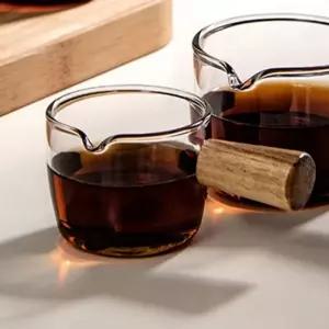 내열유리 우드손잡이 에스프레소 샷잔(50ml)/커피/잔/유리/컵/차/카페/샷/핸드/드립/찻잔/홍차/라떼/샷잔