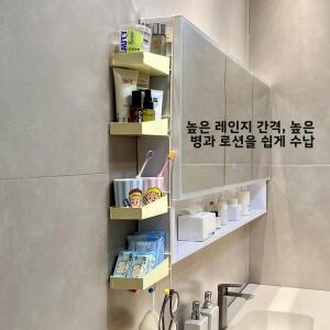 피규어 전시용 거울 스탠드욕실 거울 수납장 사이드 선반 정리대 철제 다층 좁은 틈새