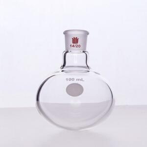 SYNTHWARE 단일 목 둥근 바닥 볼 병  조인트 14/20  용량 5mL-500mL  붕규산 유리 플라스크  F301