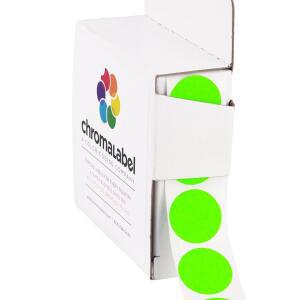 CHROMALABEL 9CM 원형 박스당 코딩 스티커 디스펜서 그린 라벨 1000개 접착 도트 영구 라벨 형광 가시성이 4인치 컬러 높은