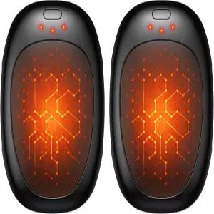 적외선 손난로 충전식 2팩 전기 재사용 가능한 USB 포켓 워머 3가지 설정 가열식 휴대용 AI 크리스마스