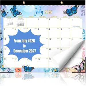 2026년 7월부터 2027년 12월까지의 탁상용 달력 대형 17 x 12 월정일 - 학년도 교사 계획자 18개월 정리자