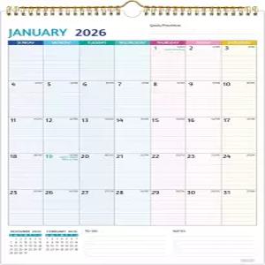 월 캘린더 2026-2027 - 지금부터 2027년 진행 12 x 17 18개월 2026년 큰 블록 두꺼운 종이 휴일 할 일 및