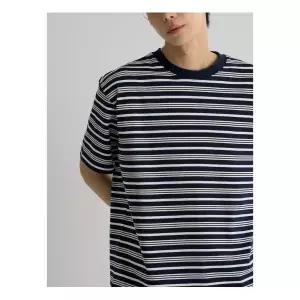 에잇세컨즈 해비코튼 스트라이프 반소매티 네이비 456342CM2R 1239644