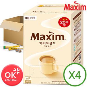 맥심 화이트골드 180T+20T 4개 총 800T (720T+80T더) /대용량/박스