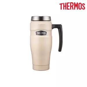 써모스 트래블 킹 핸들 텀블러 470ml 아이보리블랙 RODH-001K 보냉 보온 캠핑 등산 트레킹 텀블러 보온병