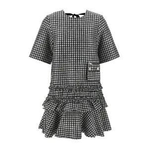 크링클 체크 미니 원피스 W0464 099