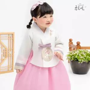 [금동이한복]AW185 여분홍사색동 아동한복 여아한복