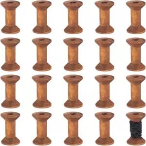 베네크레아 20개 앤티크 나무 빈 스풀 1.57 40mm 실 리본 보빈스 와이어 직조 예술 DIY 목재 프로젝트용